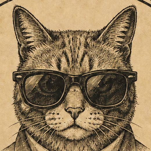 A cat in sunglasses and a suit, looking straight out of the frame.
